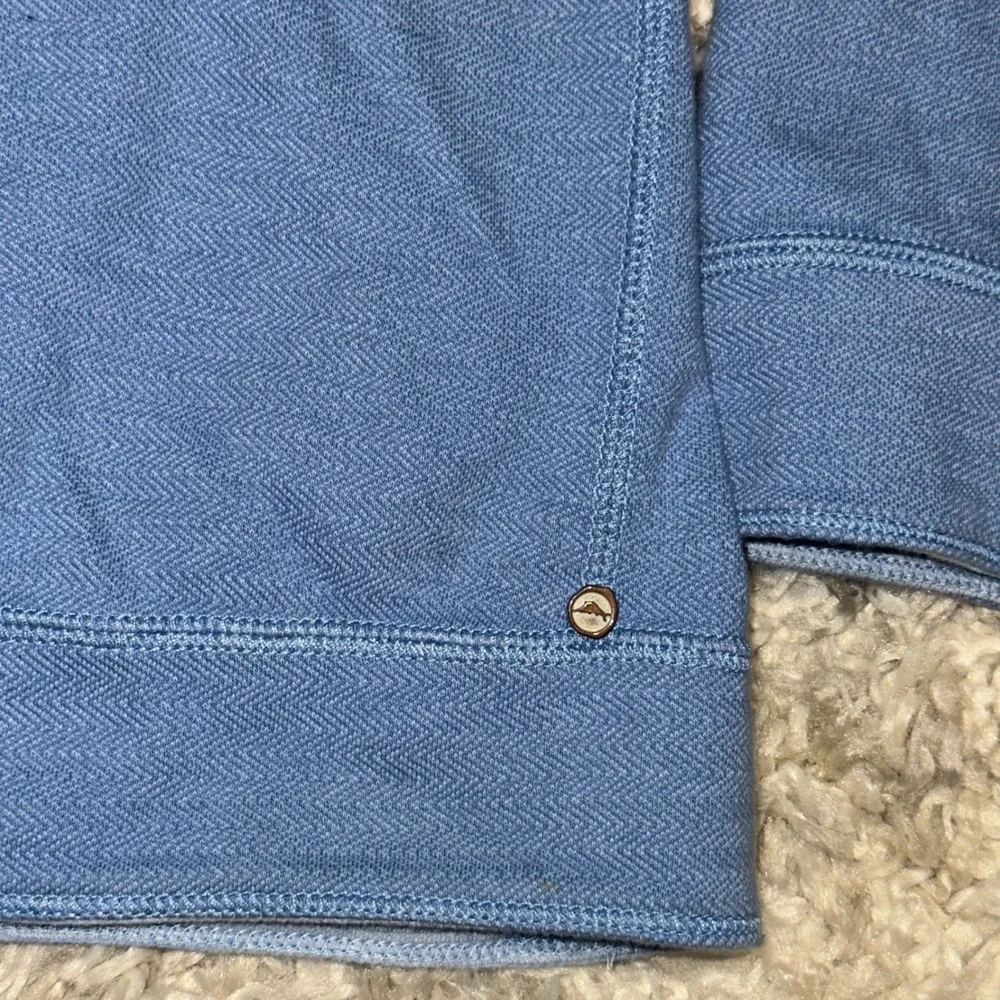 Tommy Bahama Mens Reversible Quarter Zip Pullover Blue Herringbone Marlin XL